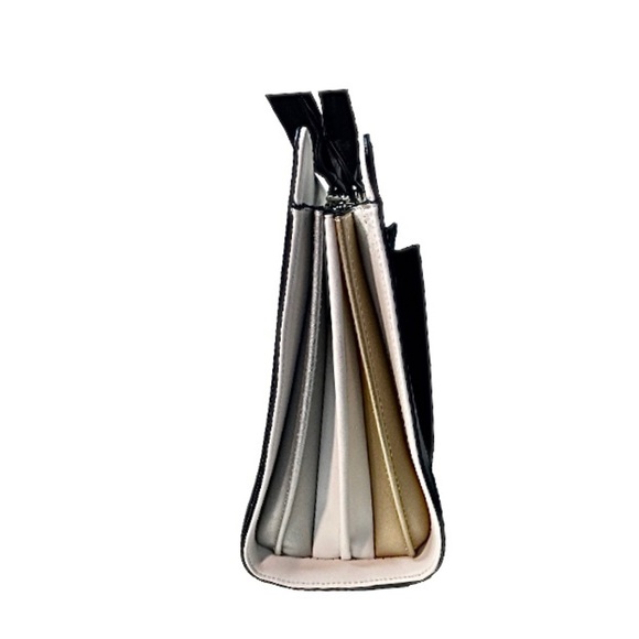 NWT Sassy Jones Charell Black and White Accordion Pleated Satchel - Picture 5 of 13